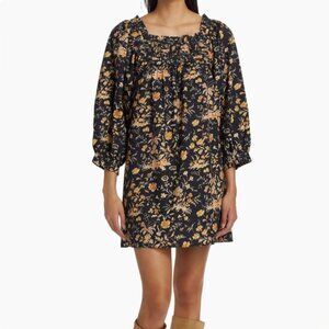 Doen Acton Floral Babydoll Dress in Navy Blue Oak Bluffs